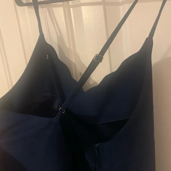 Gianni Bini Faux Suede Deep Blue Scalloped Dress - Picture 3 of 5